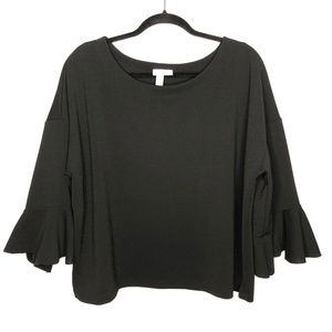 Halogen Black Bell Sleeve Blouse Sz XL